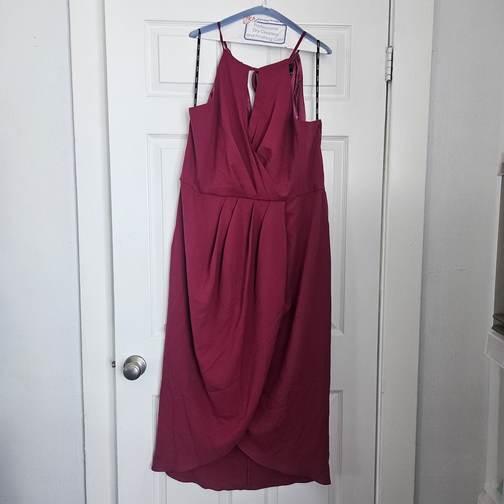 City Chic Magenta Wrap-Style Midi Dress